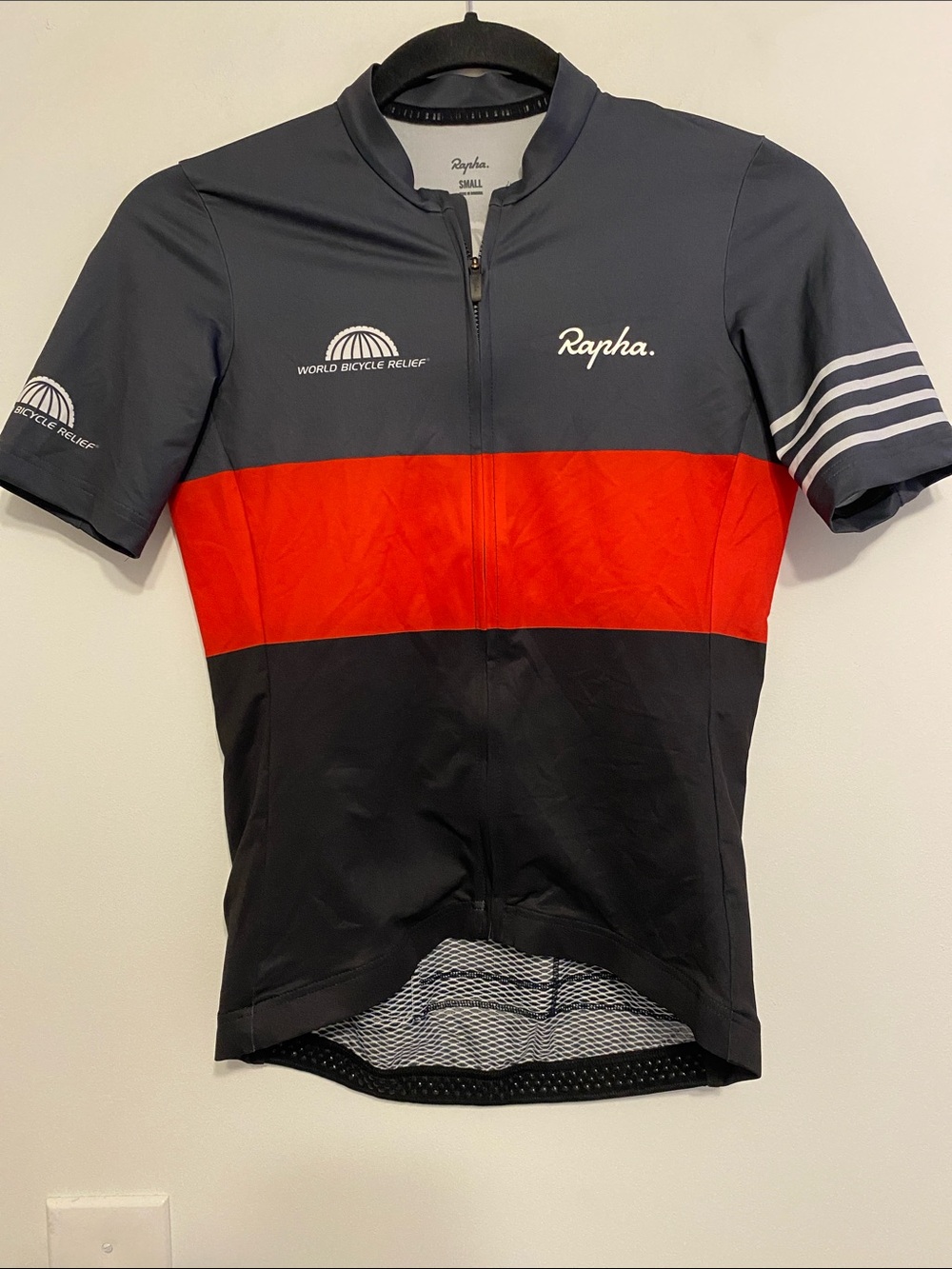 Rapha Gray, Red and Black Short Sleeve Cycling Jersey